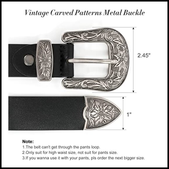 Vintage Western Leather Belt Retro Cowgirl Adjustable Double Buckle Classic main image 6